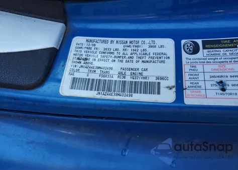 2009 Nissan 370Z from USA, damaged, VIN JN1AZ44E39M402496